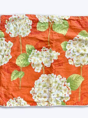 Orange Hydrangea Pillow Sham Garden Floral Green Geometric Coastal Grandmacore